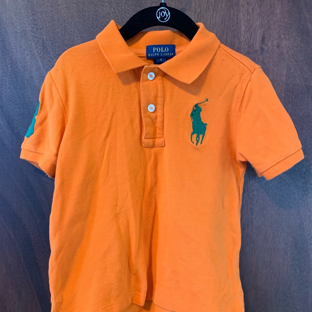 Ralph Lauren Orange Cotton Mesh Polo Shirt 4T
